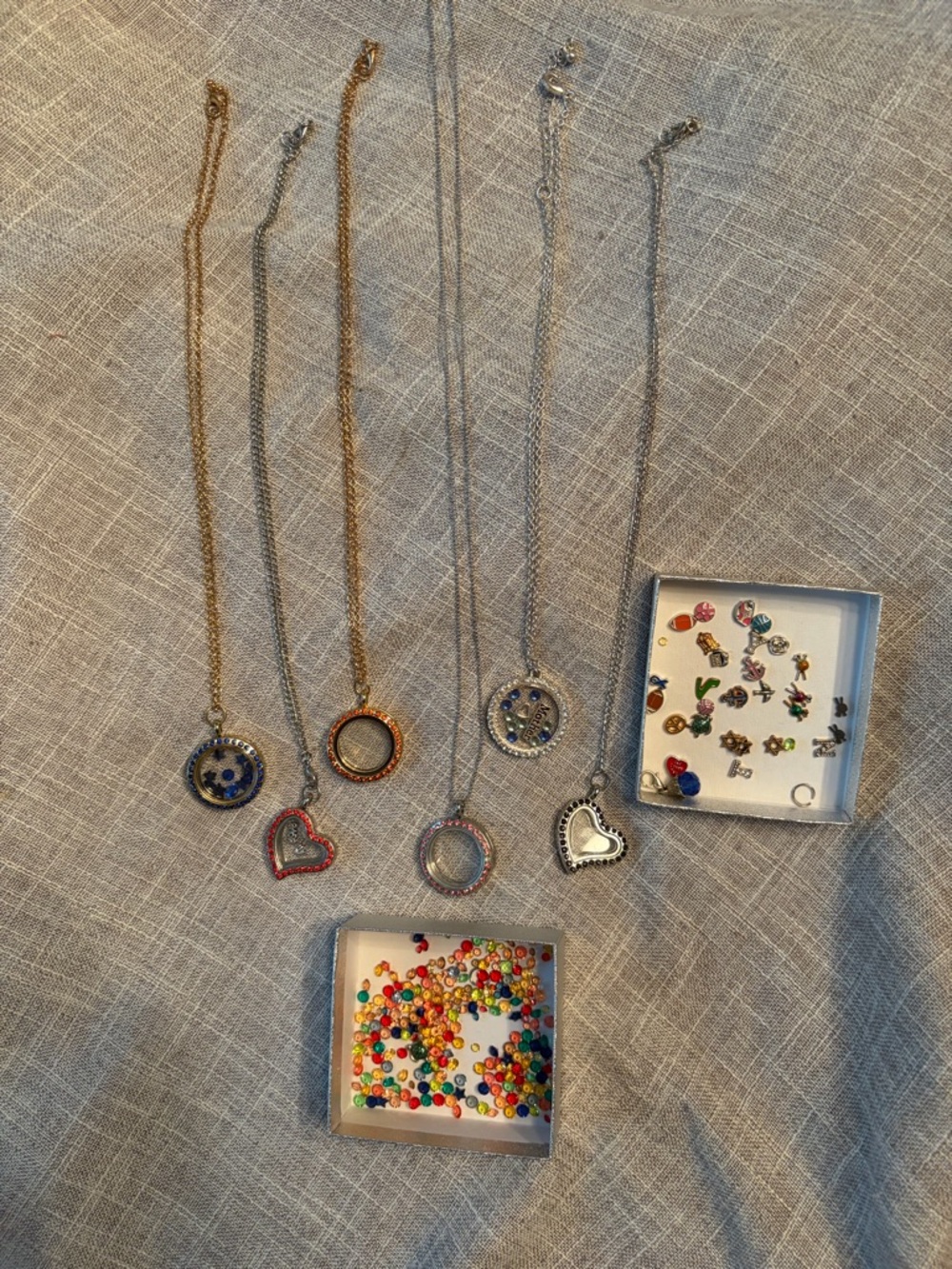Lot of Multicolor Magnetic Charm Pendant Necklaces - Assorted Charms and Gems
